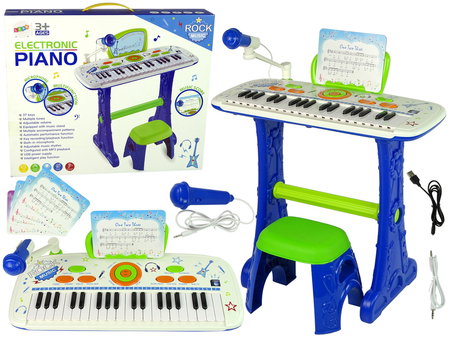 Vaikiškas elektrinis pianinas su USB, mėlynas - 3