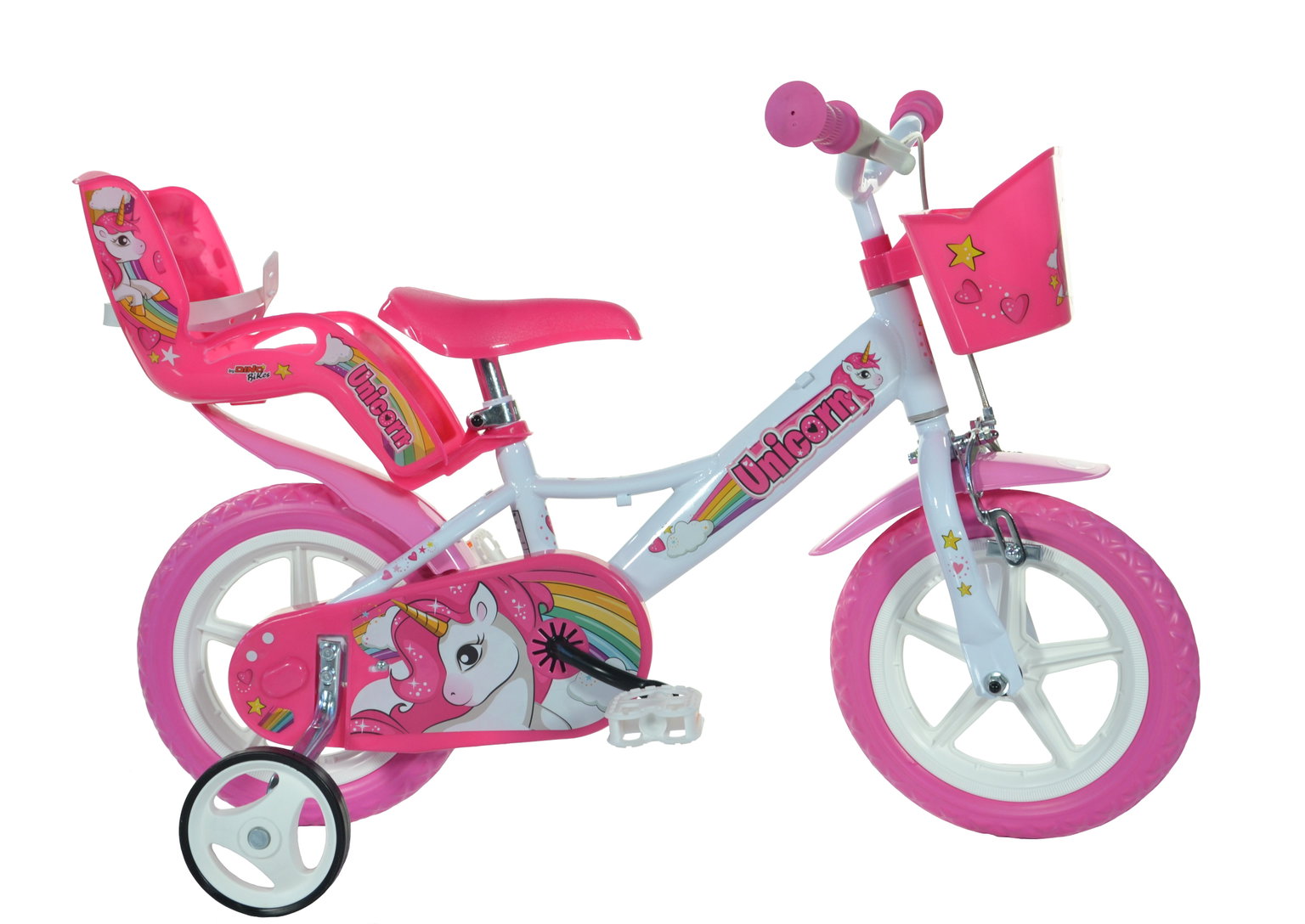 Vaikiškas dviratis Dino Bikes Unicorn 124RL-UN, baltas/rožinis, 12"-0