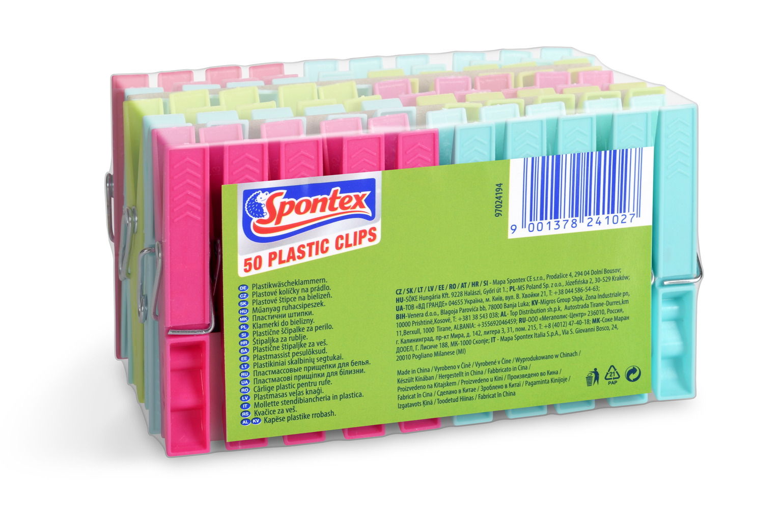Plastikiniai skalbinių segtukai SPONTEX, 50 vnt. - 3