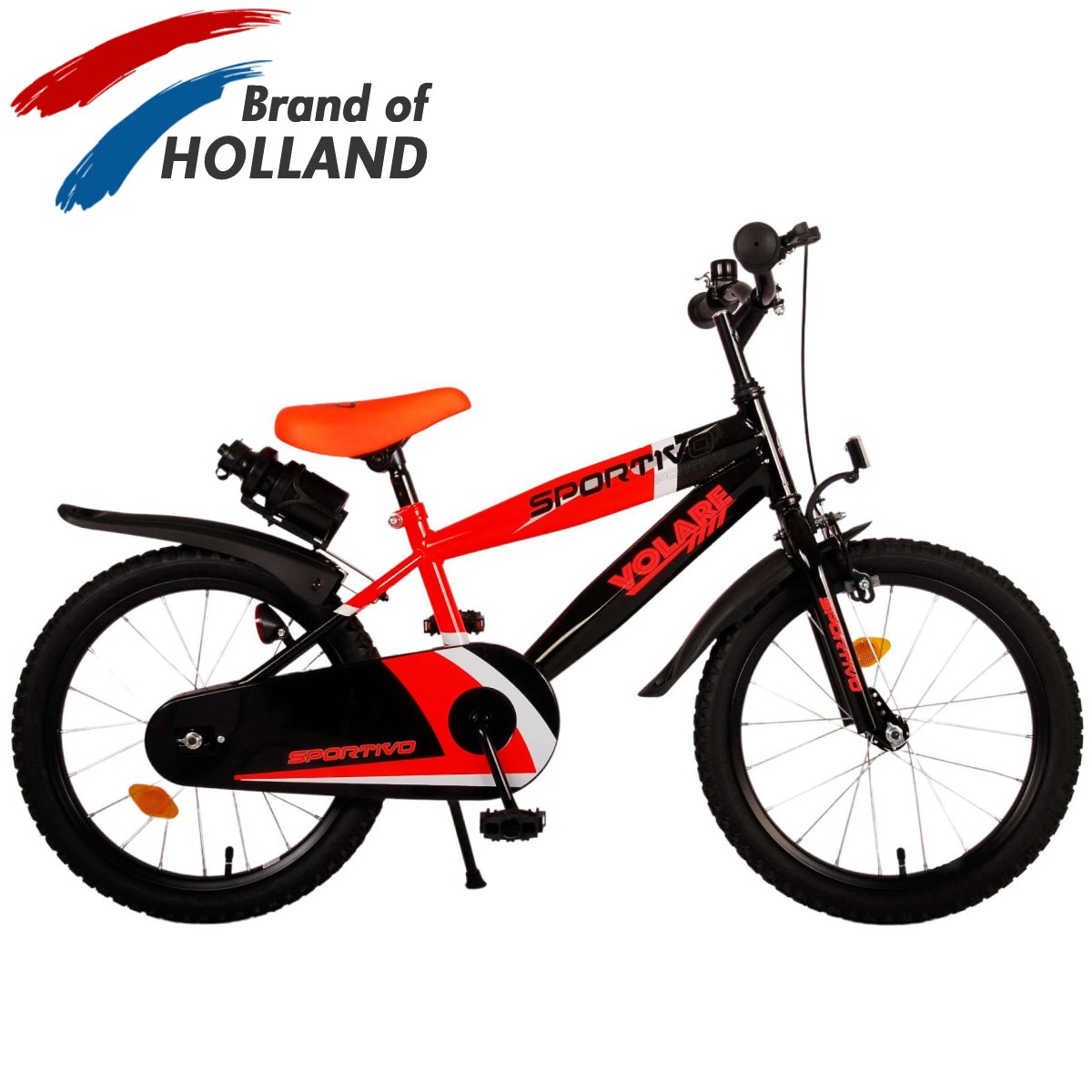 Vaikiškas dviratis VOLARE Sportivo, 18 dydis, juodas/oranžinis