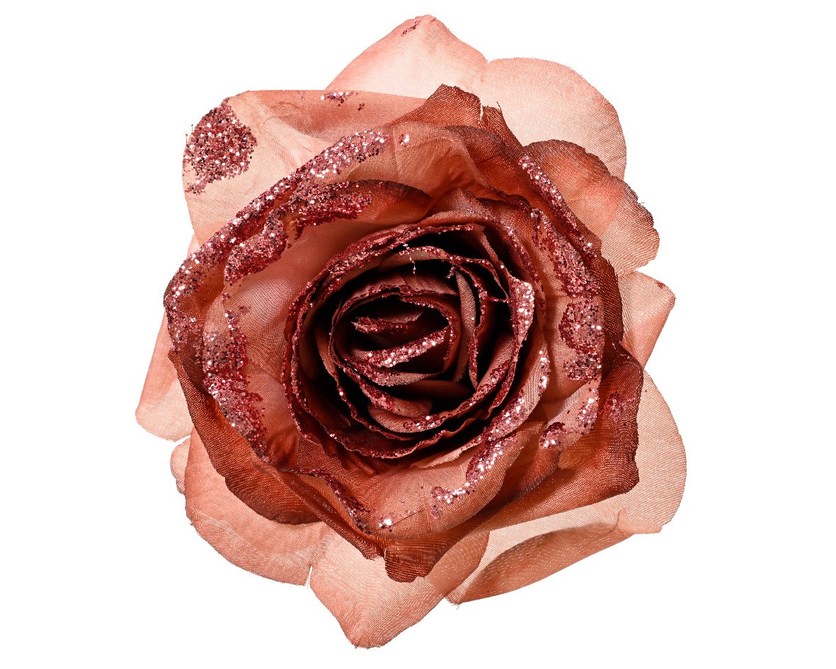 Įsegama kalėdinė dekoracija EVERLANDS Rose Velvet, rožinės sp., 16 x 6,5 cm, 1 vnt