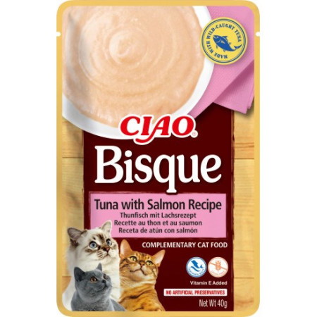 Konservuotas kačių ėdalas Bisque, sriuba, su tunu ir lašiša, 40 g