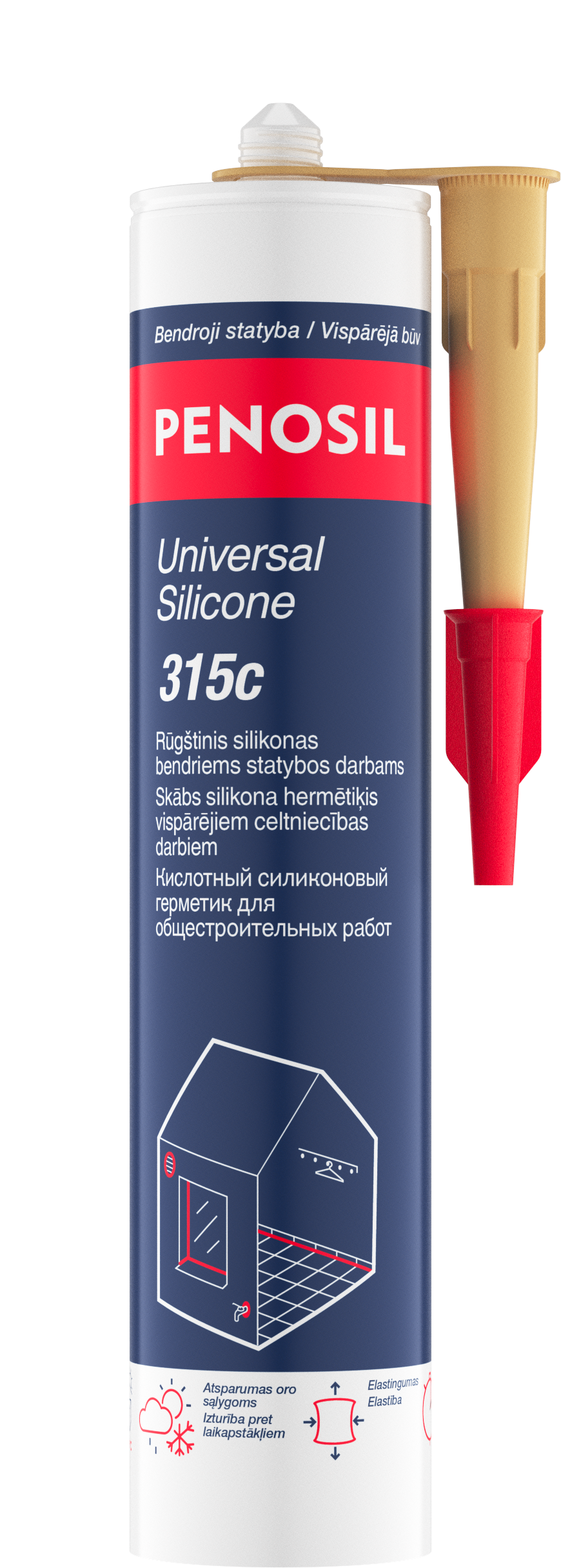 Universalus rūgštinis silikonas PENOSIL Universal Silicone  315c, smėlio sp., 280 ml