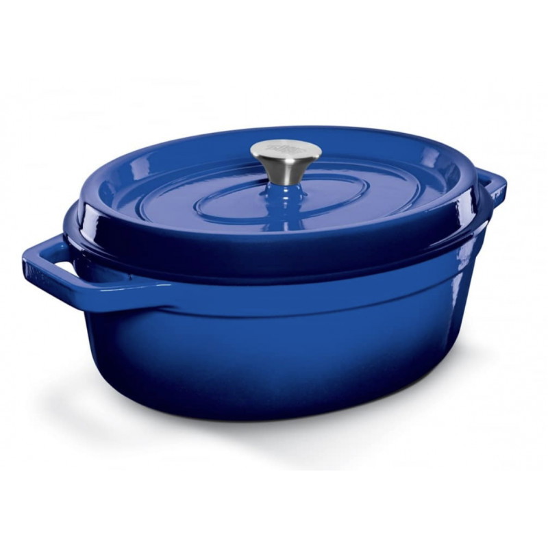 Ketaus puodas Grand Feu, ovalus „Casserole“ su dangčiu, 5,6l , mėlynos sp.-0