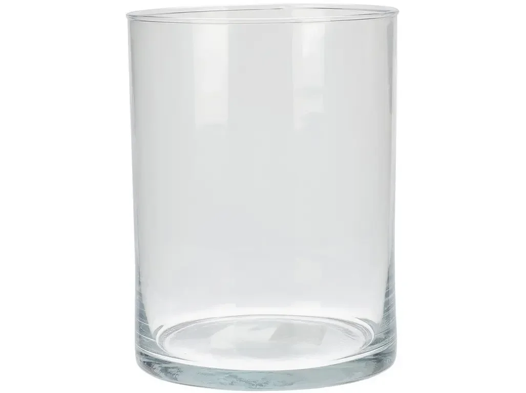 Stiklinė vaza, cilindro formos, perdirbto stiklo, 15 x 20 cm