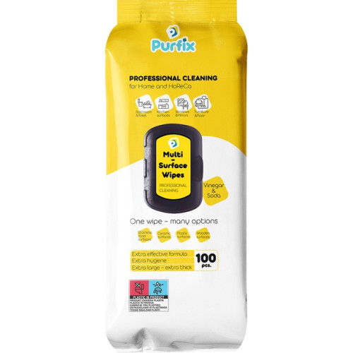 Drėgnos servetėlės įvairiems paviršiams PURFIX Multi, 100 vnt.-0