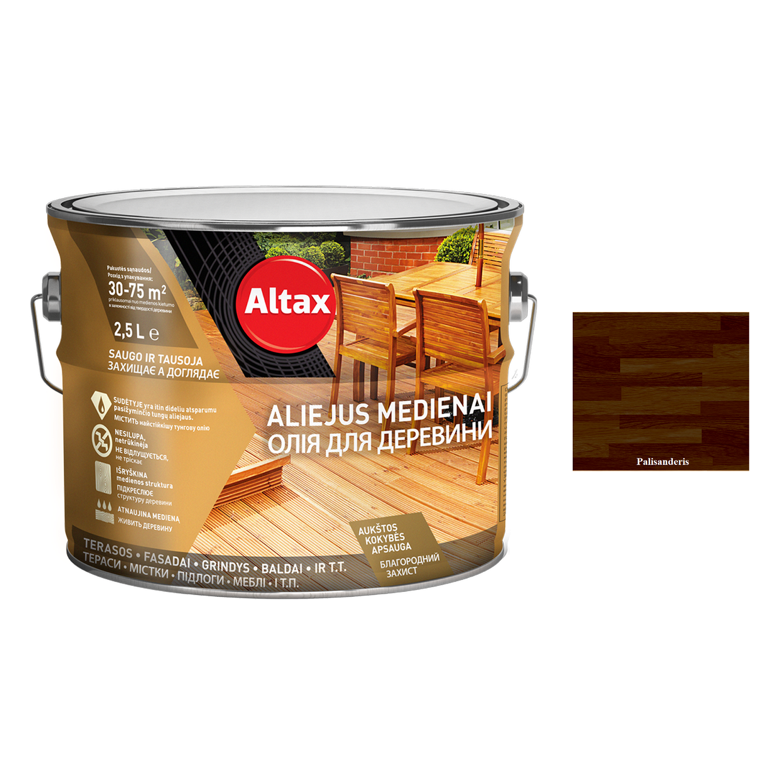 Aliejus medienai ALTAX, angliško palisanderio sp., 2,5 l