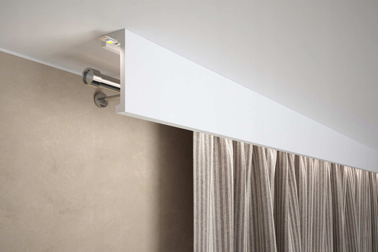 Metalinis karnizas su plastikine išpjova LED juostai LK1, baltos sp., 200 x 10 x 4,1 cm-0
