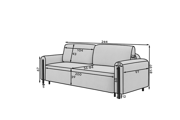 Sofa Arcadova, balta - 7