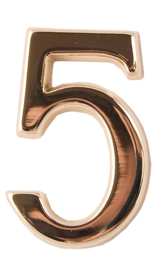 Numeris 5, 50 mm, klijuojamas, aukso sp.-0