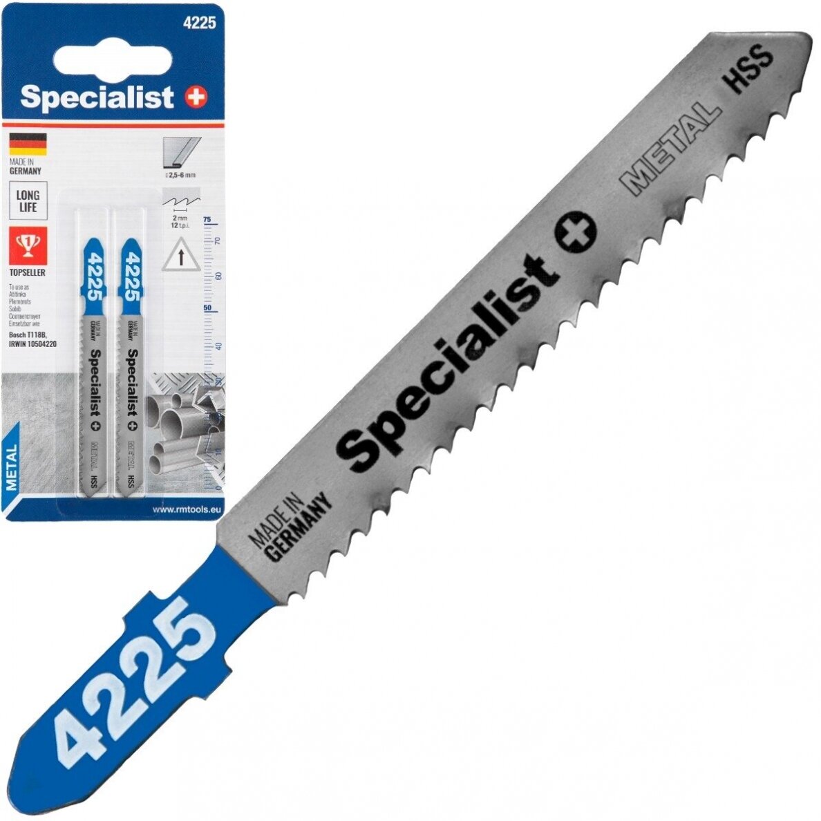 Siaurapjūklio pjūkleliai SPECIALIST+, 50/75 mm, T118B, 12 TPI, HSS, metalui 2,5-6 mm, 2 vnt.-0