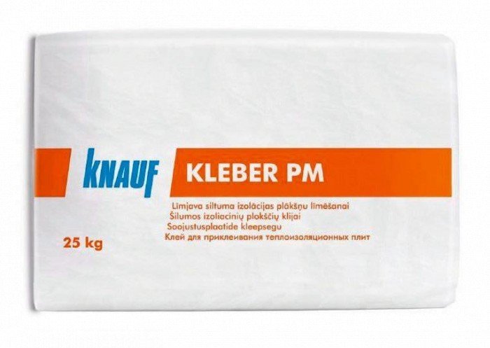 Polistireno ir mineralinės vatos plokščių klijai KNAUF KLEBER PM, 25 kg