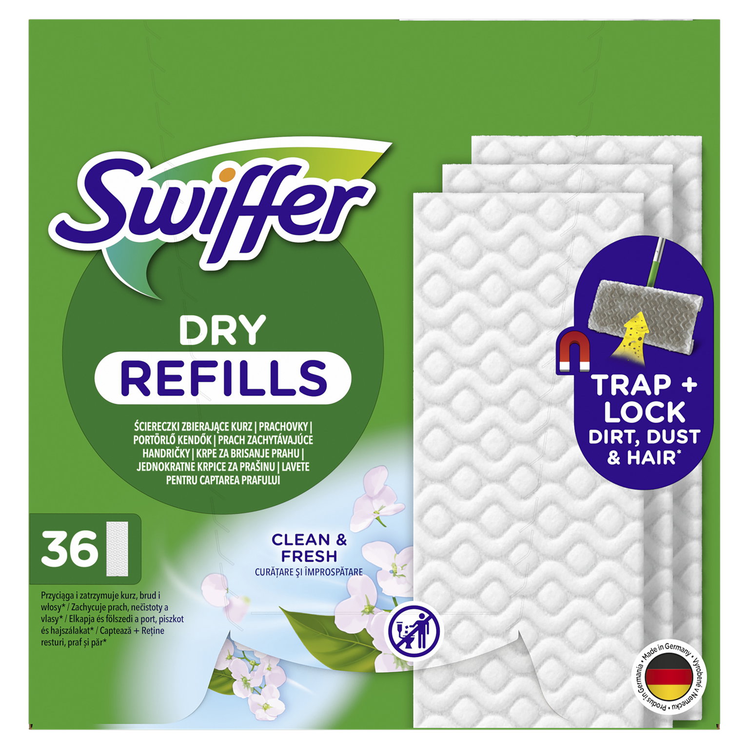 Sausos šluostės SWIFFER, papildymas, 36 vnt.-0
