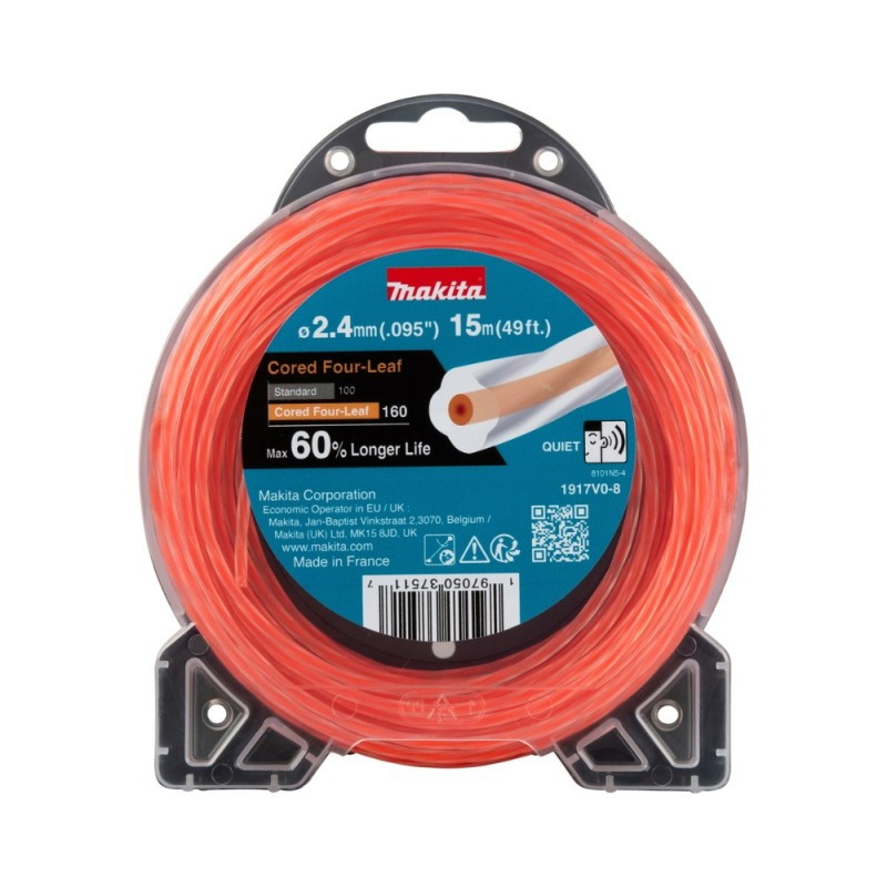 Spiralinis žoliapjovės pjovimo valas MAKITA, 2,4 mm x 15 m, nailoninis-0