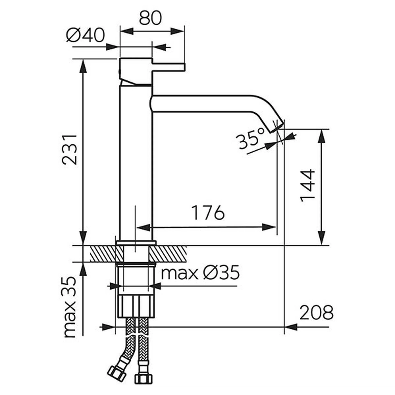 Praustuvo maišytuvas FERRO CIRICULUS, aukštas, ilgu snapu, chromo sp. - 2