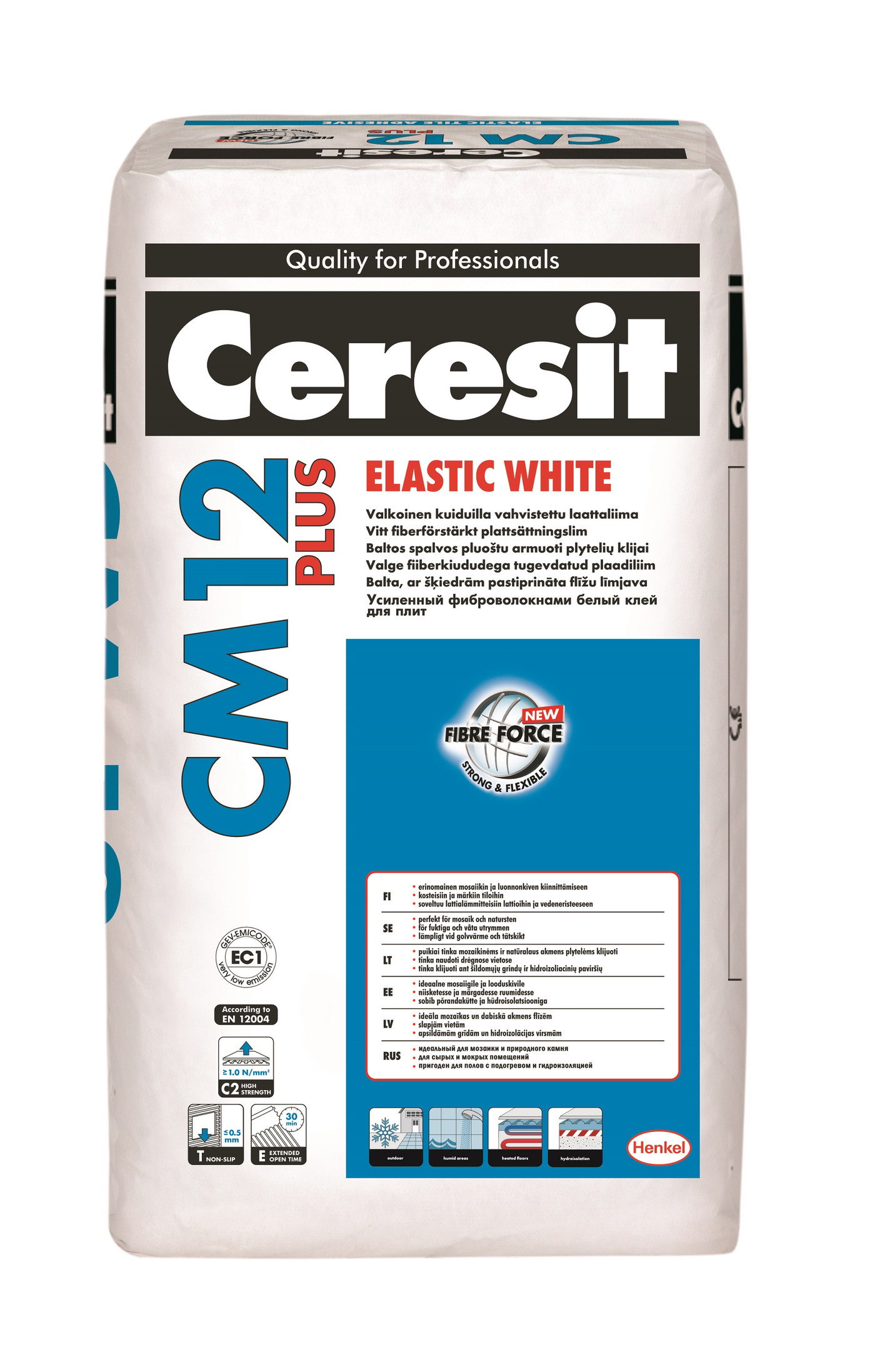 Plytelių klijai CERESIT CM12 Elastic Plus White, 25 kg-0