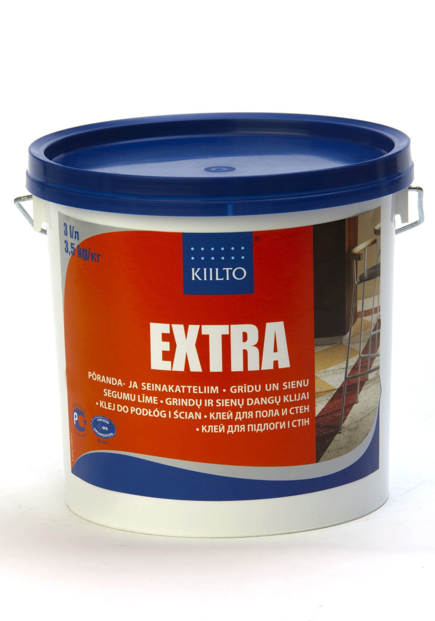 Klijai KIILTO EXTRA, skirti klijuoti kilimus, plyteles, PVC dangą, kamštines dangas, 3 l-0