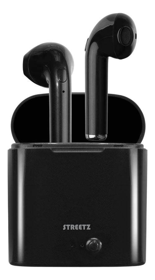 Belaidės ausinės STREETZ True Wireless, 350 mAh dėklas, Bluetooth 5, juodos sp., TWS-0007-0