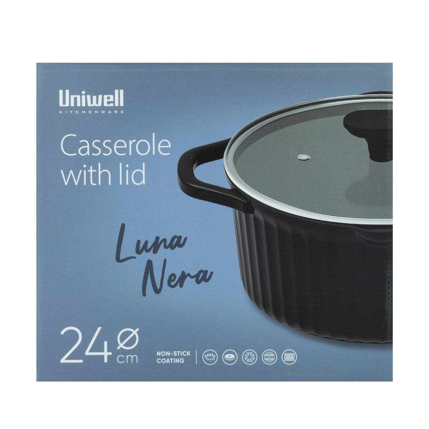 Puodas su dangčiu UNIWELL GREY, 24 cm-1