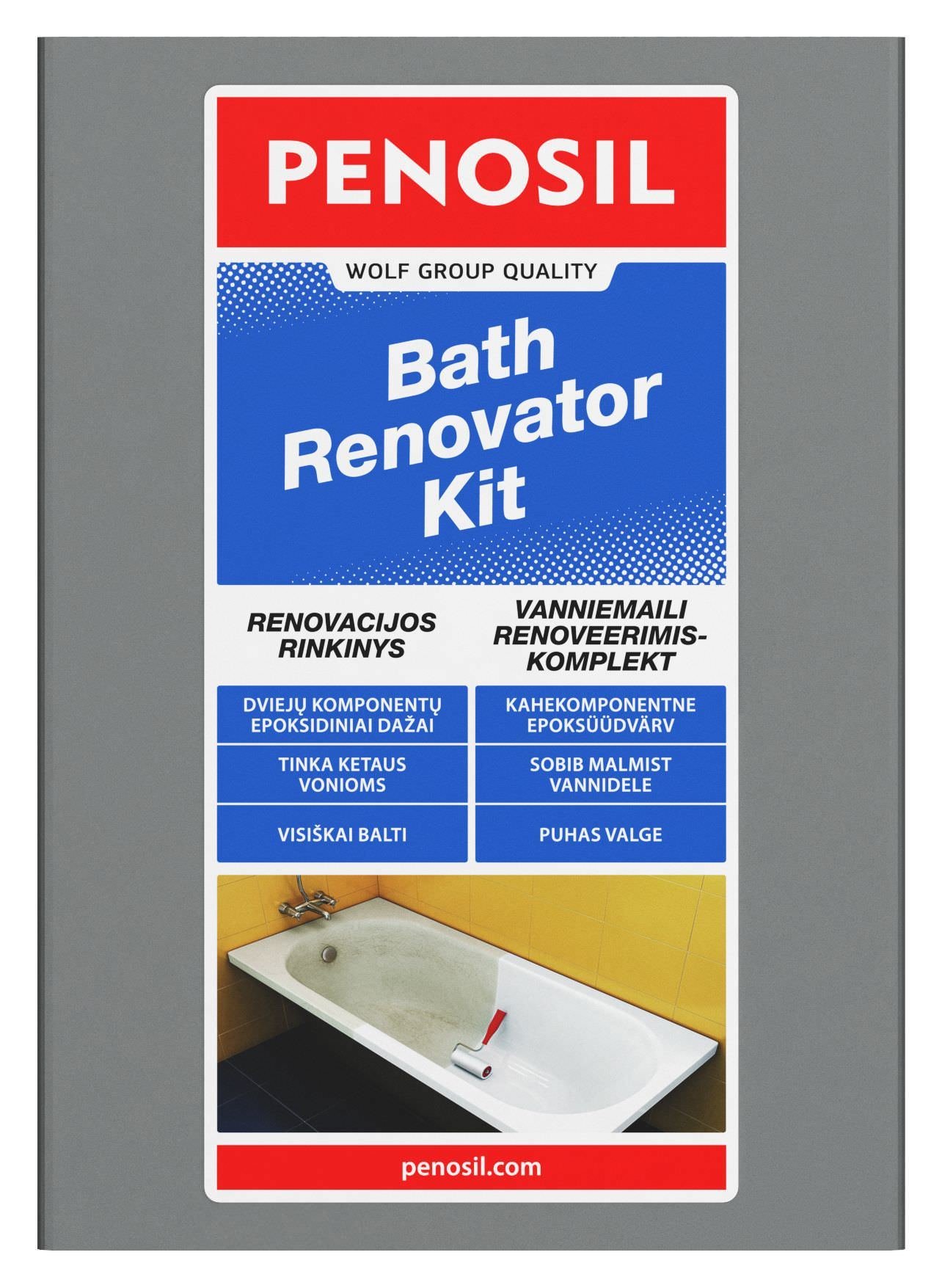 Ketaus vonių atnaujinimo emaliniai dažai PENOSIL BATH RENOVATOR KIT, 760 ml