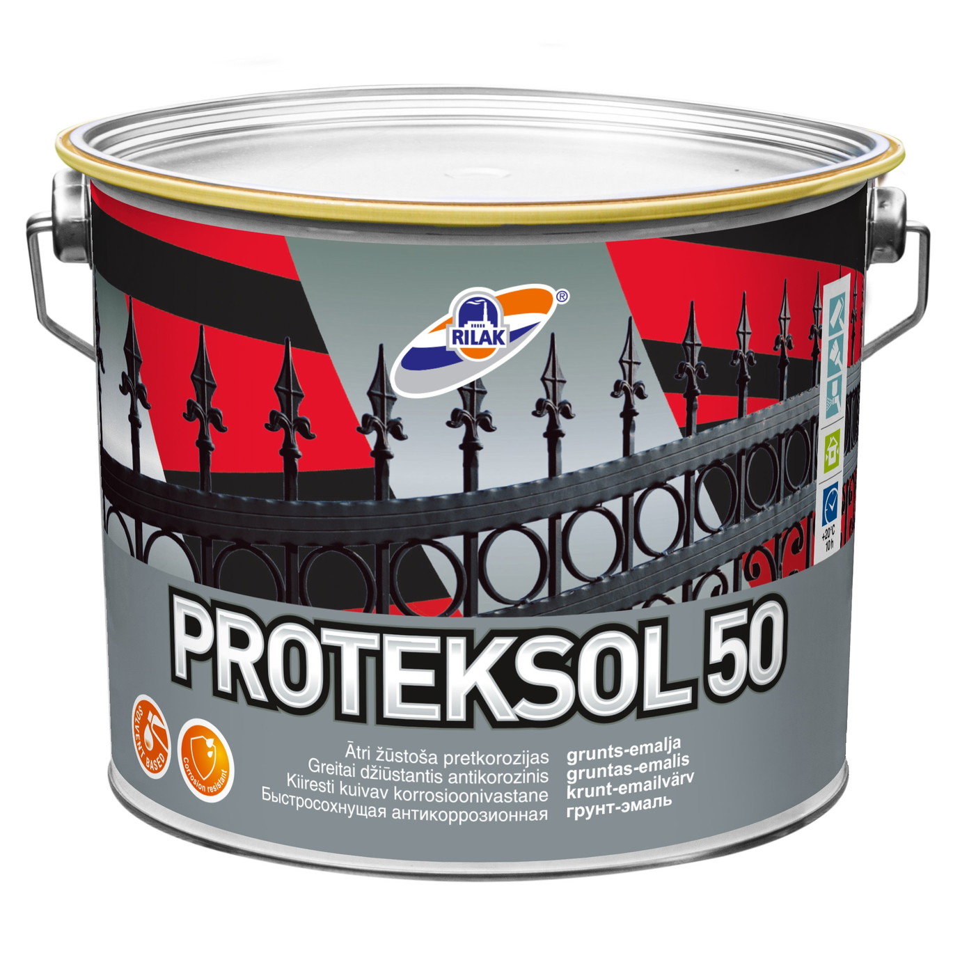 Emaliniai dažai - gruntas RILAK PROTEKSOL - 50, geltonos sp., 2,7 l-0