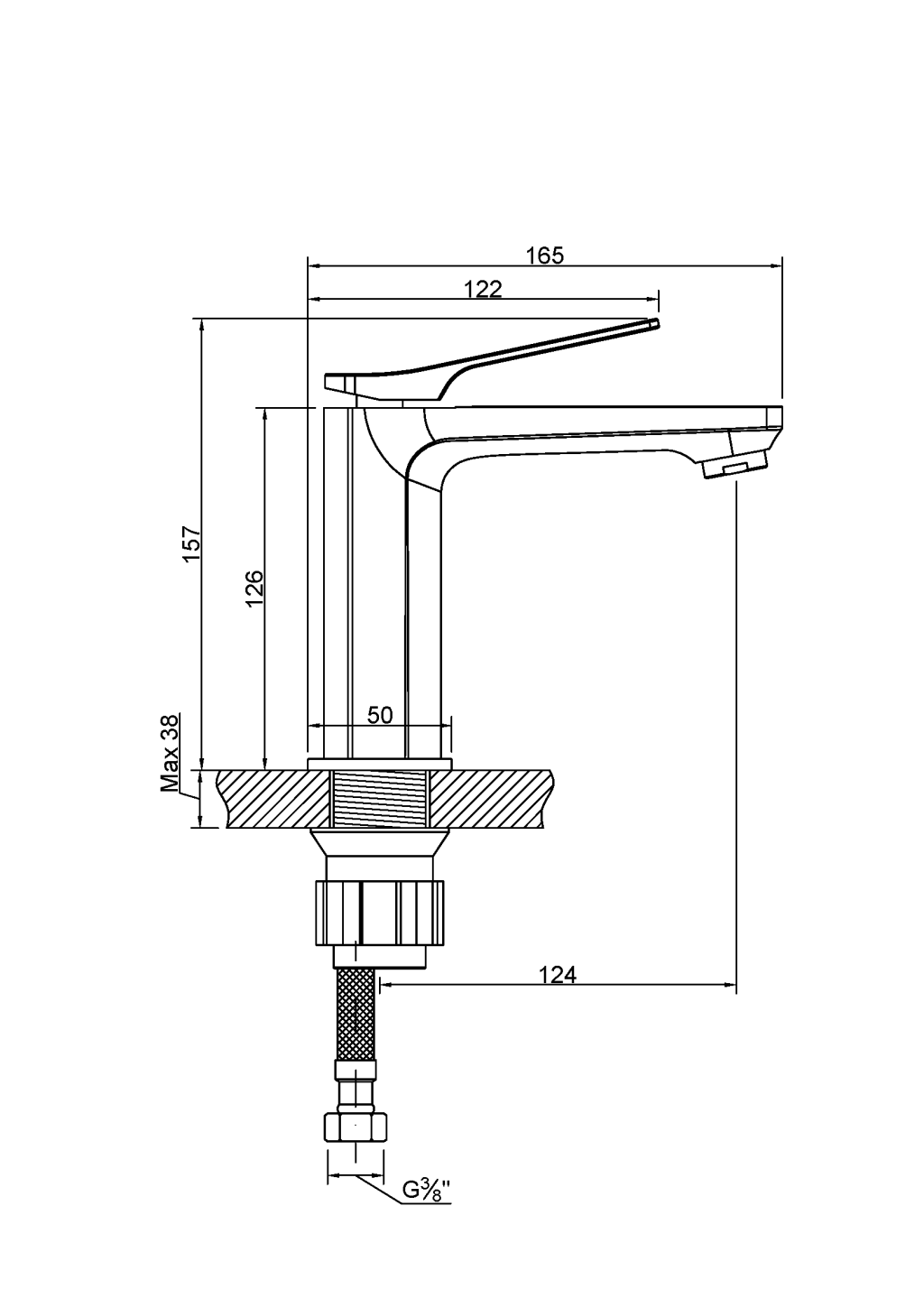 Praustuvo maišytuvas Invena Neri BU-01-004-L, juodas-1