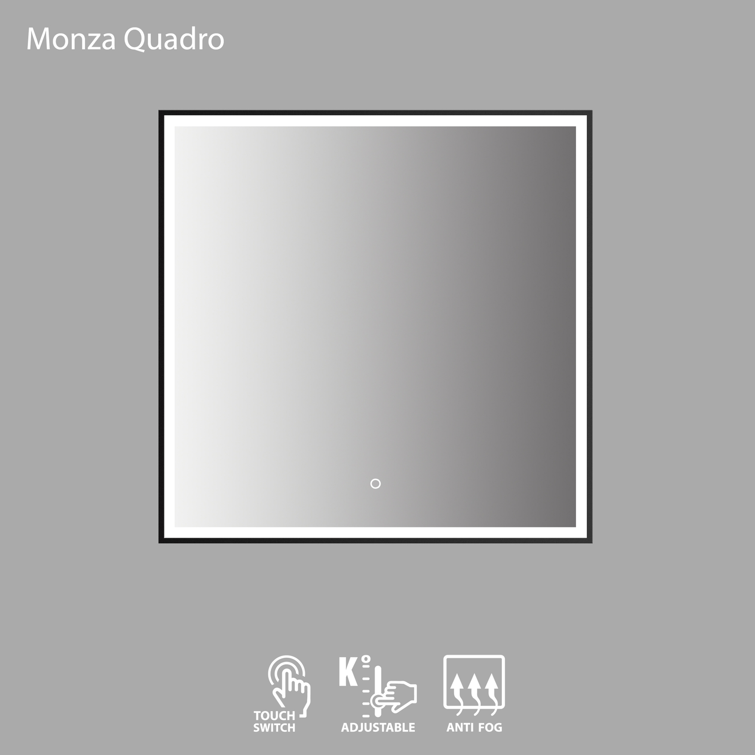 Vonios veidrodis VENTO MONZA QUADRO, LED 2700-6500K, antiras., sens. jungikl., 80 x 80 cm-0