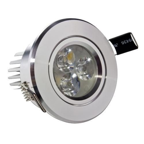 Įmontuojamas LED šviestuvas TOPE LENS, 3 W, 209 lm, 3500K, IP40, sidabro sp., apvali f.