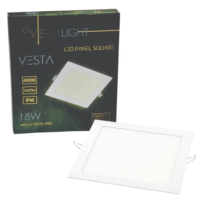 Įleidžiama LED panelė VESTALIGHT, 18 W, 4000 K, 1347 lm, IP40, 22 x 22 cm - 7