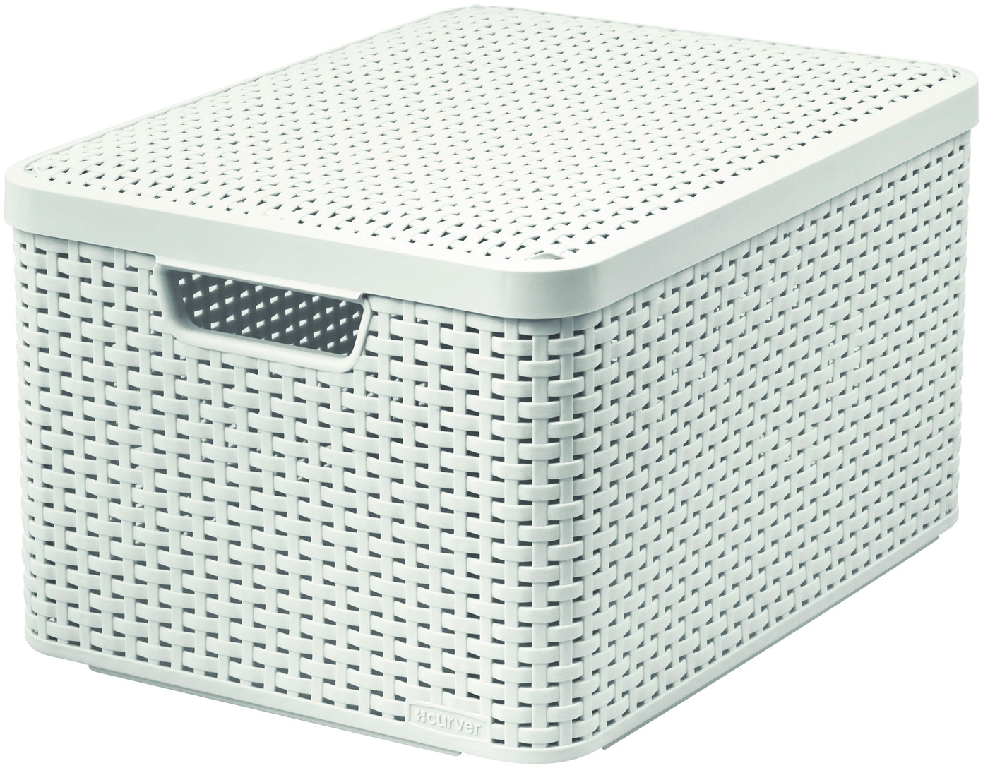 Plastik. daiktadėžė su dangčiu CURVER RATTAN STYLE, L, baltos sp.,  44,5x33xh25 cm, 30 l-0