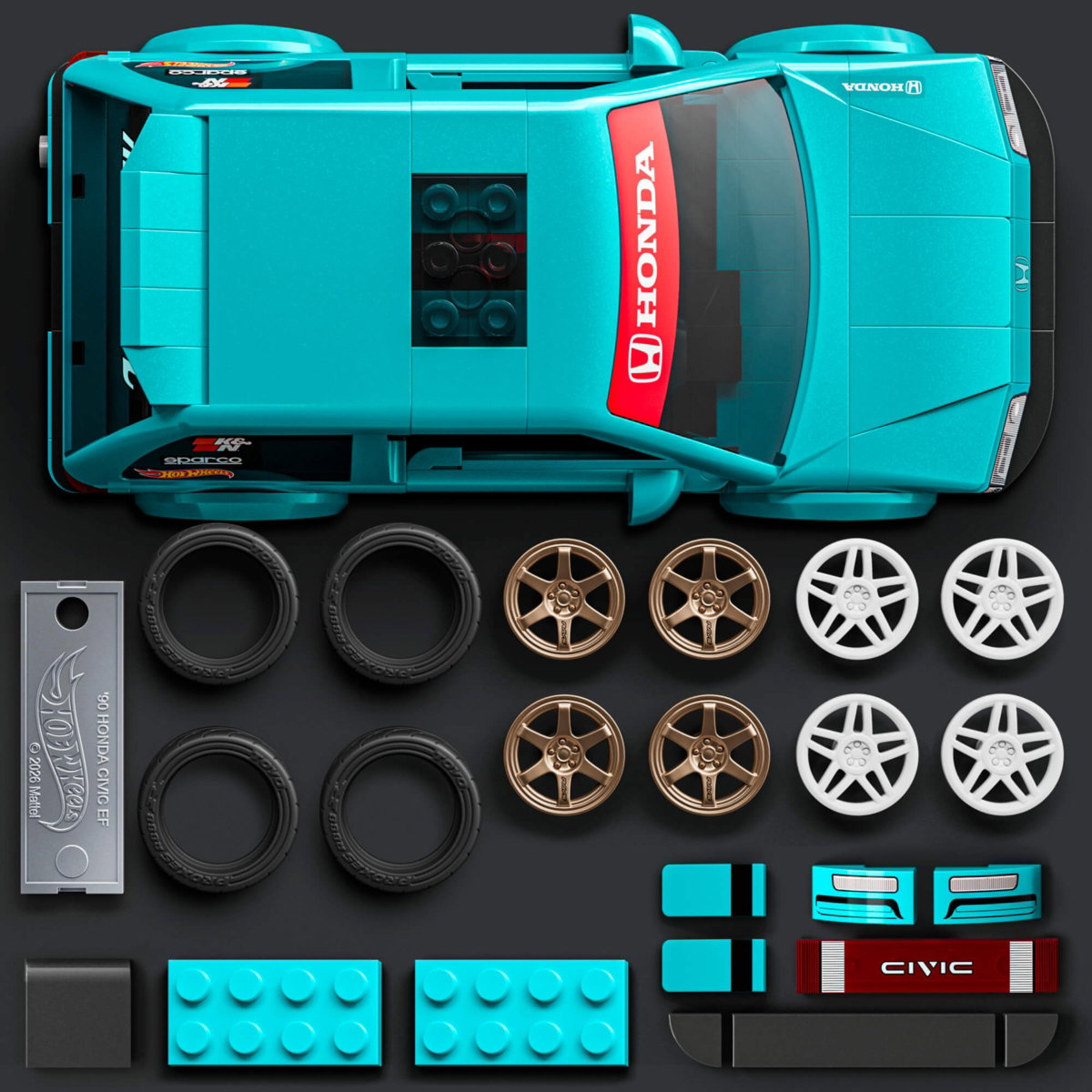 Konstruktorius MATTEL BRICK SHOP HOT WHEELS Honda Custom 90 Civic EF - 3