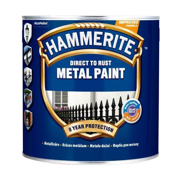 Metalo dažai HAMMERITE SMOOTH FINISH, blizgūs, žalios sp., 2,5 l-0