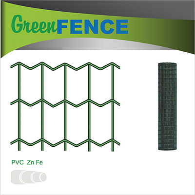 Tvoros tinklas, virintas, PVC, žalios sp., 100 x 50 x 2,1 mm x 1,5 x 25 m