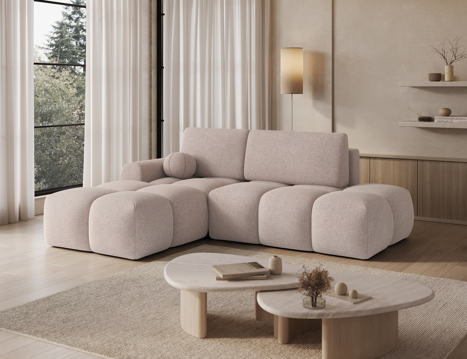 Kampinė sofa Vittario, šviesiai ruda sp., kairinė, 170 x 227 cm x 95 cm - 4