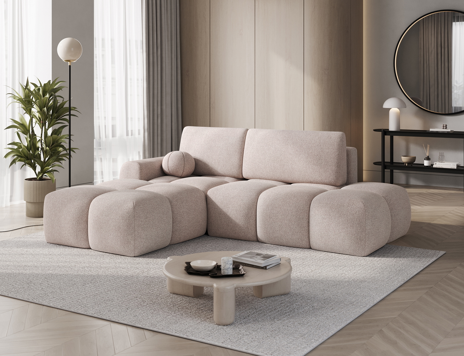 Kampinė sofa Vittario, šviesiai ruda sp., kairinė, 170 x 227 cm x 95 cm - 5