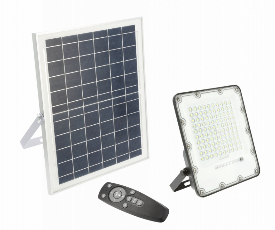LED prožektorius GTV BRAVOS įkraunamas saulės energija IP65 100W 6400K 1000lm 120°su pultu-0