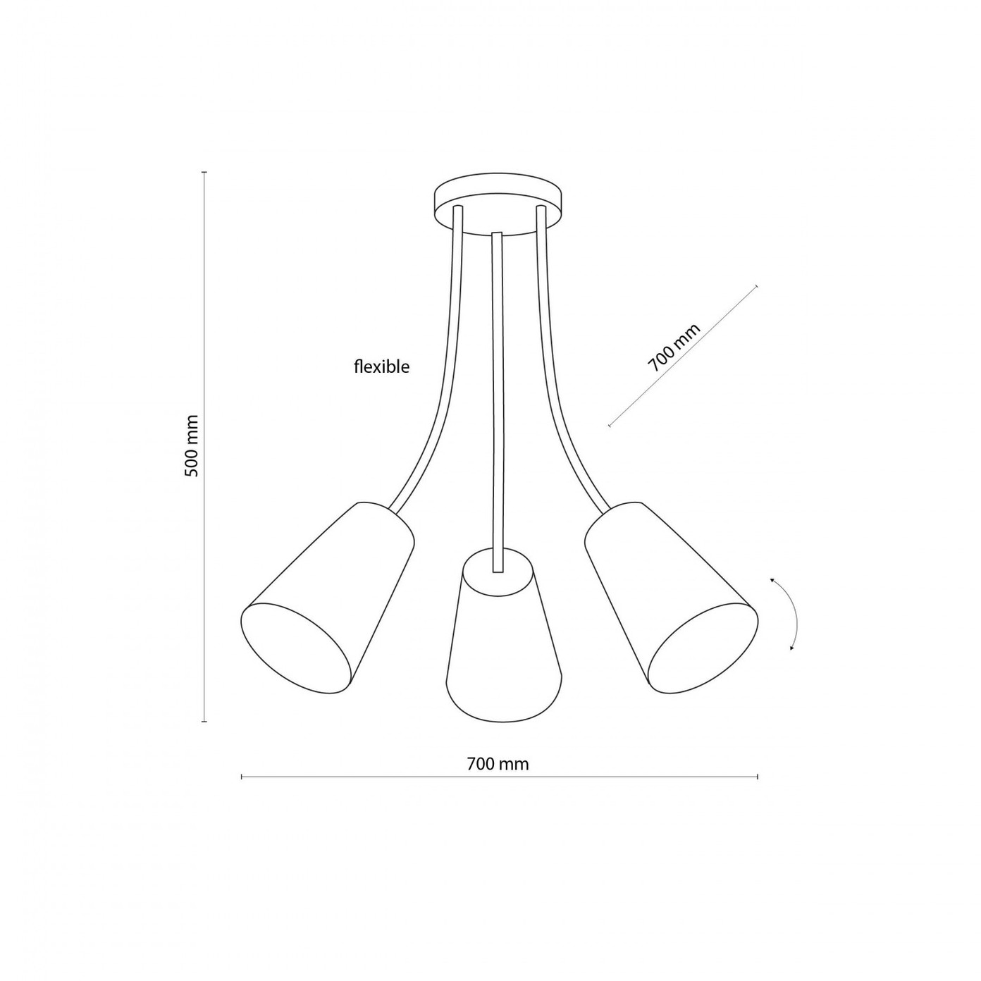 Vaikiškas lubinis šviestuvas TK LIGHTING WIRE 3, 3xE27, LED 15W - 3