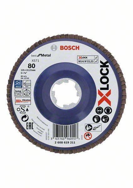 Žiedlapinis šlifavimo diskas BOSCH X-Lock, 125 mm, K 80 mm - 2