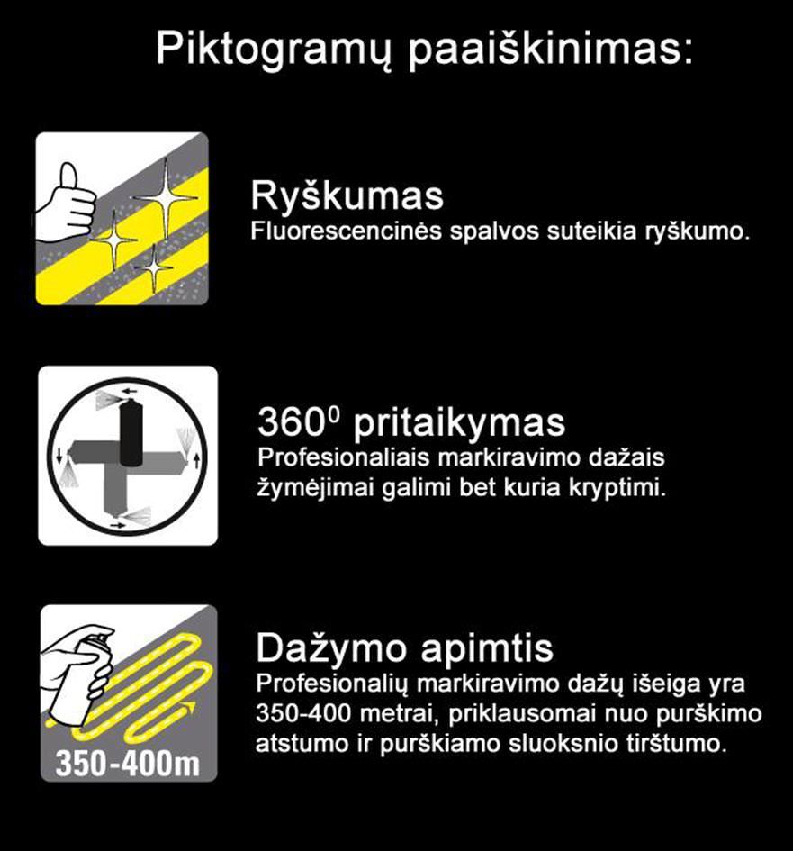 Purškiami markiravimo fluorescenciniai dažai COLORMARK ALLROUNDMARKER, oranžinės sp., 500 ml - 3
