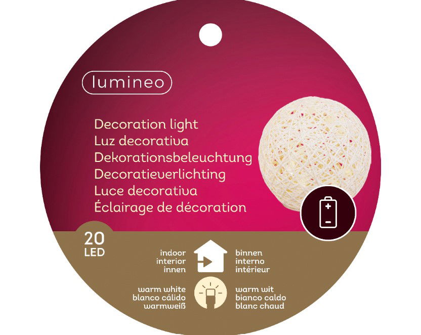 Elektrinė LED dekoracija LUMINEO Paper Ball,20LED,šiltai baltos sp.,el 3xAA(neįeina),ø15cm-2