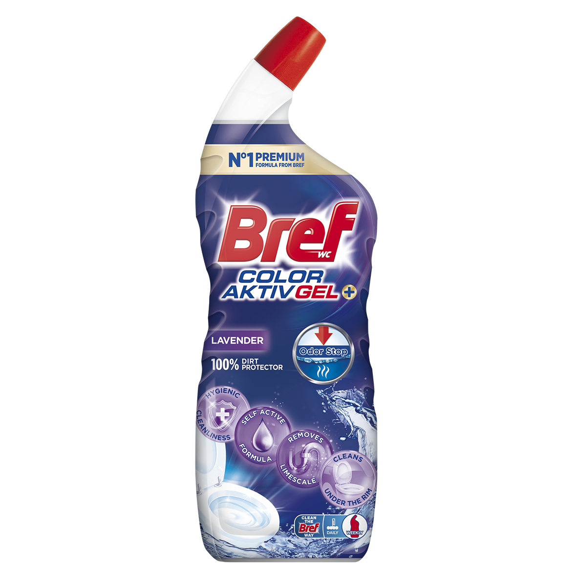 WC valiklis BREF 10 x Effect Total Protection Lavender, 700 ml