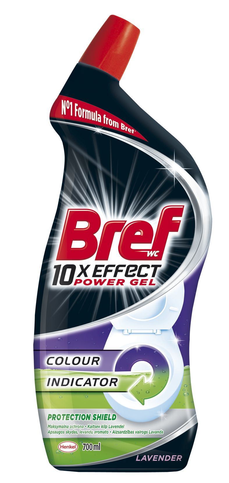 WC valiklis BREF 10 x Effect Total Protection Lavender, 700 ml 