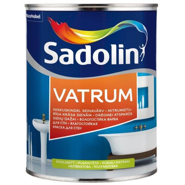 Drėgmei atsparūs sienų ir lubų dažai SADOLIN VATRUM, pusiau matiniai, baltos sp., BW bazė, 1 l-0