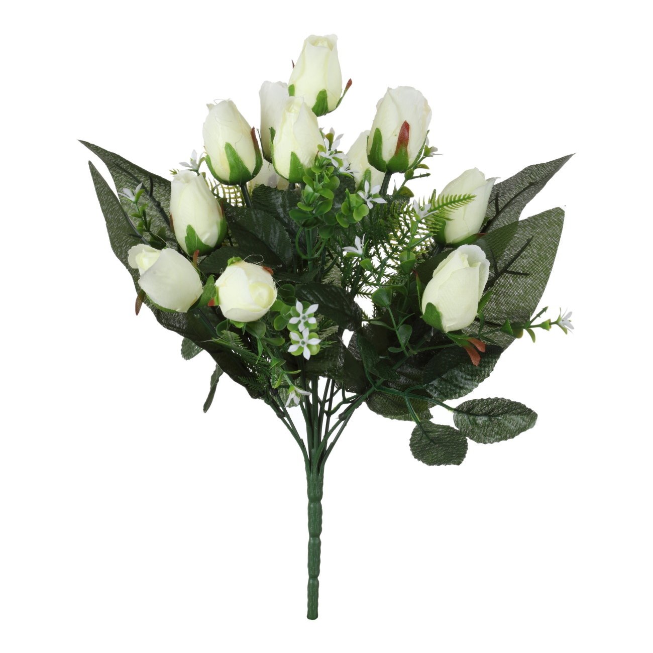 Dirbtinių gėlių puokštė ROŽĖS, kreminės sp., 12 žiedų, 34 cm