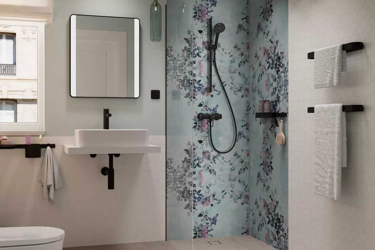 Dušo komplektas HANSGROHE ACTIVERA S 95 2 JET, rank. duš., stovas 65 cm, žarna, juod. sp.-1