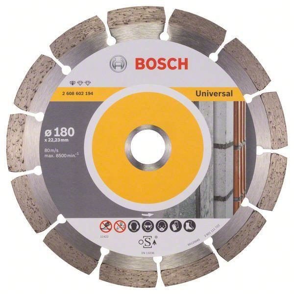 Deimantinis segmentinis pjovimo diskas BOSCH UNIVERSAL, 180 x 2,0 x 22,23 mm, betonui, mūrui