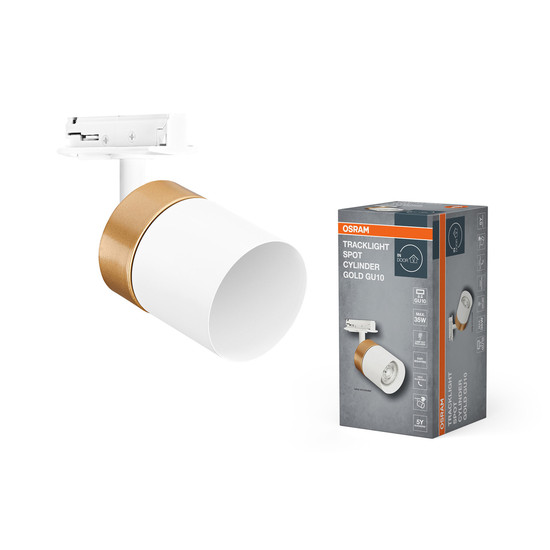 Taškinis bėgelių šviestuvas OSRAM TRACKLIGHT SPOT CYLINDERGOLD, 1xGU10, baltas, 14x9x6,5cm-1