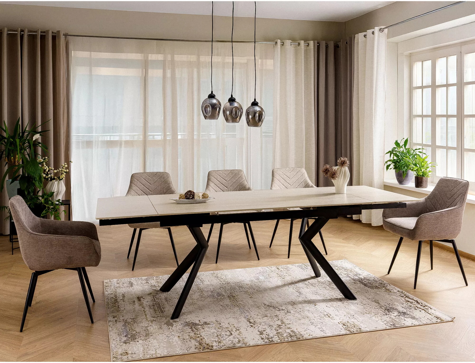 Valgomojo stalas Norton, 160-240 x 90, smėlio - 3