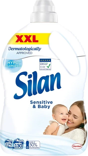 Skalbinių minkštiklis SILAN Sensitive & Baby, 2,86 l., 130 skalbimų