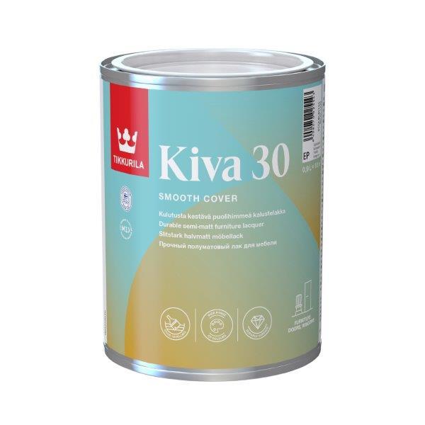 Baldų lakas TIKKURILA KIVA 30, pusiau matinis, EP bazė, 0,9 l-0